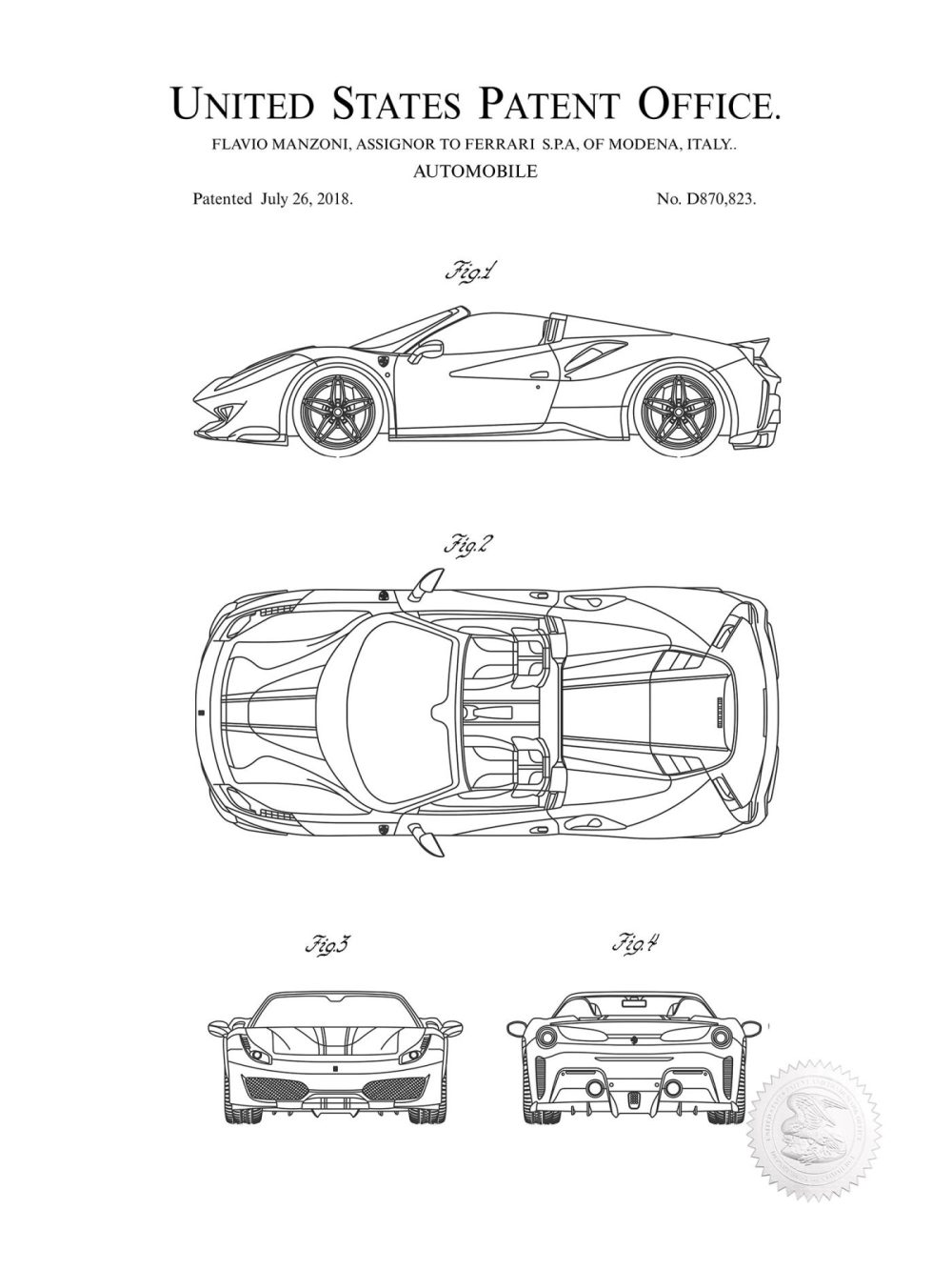 Automobiles | 488 Pista | 2018 Ferrari Patent Automobiles Antique