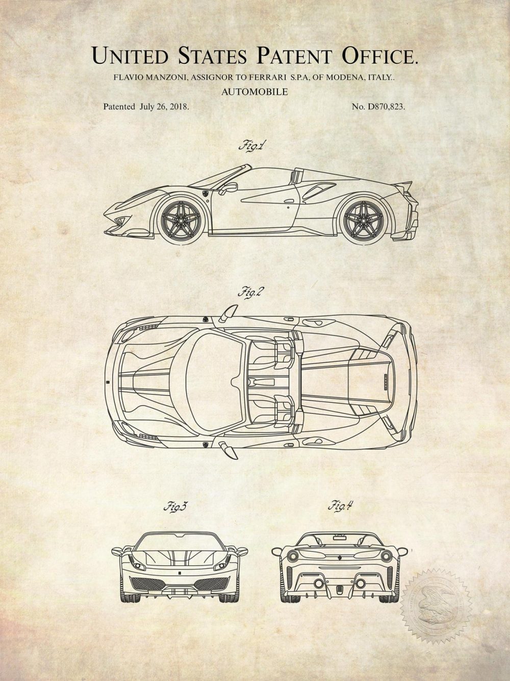 Automobiles | 488 Pista | 2018 Ferrari Patent Automobiles Antique