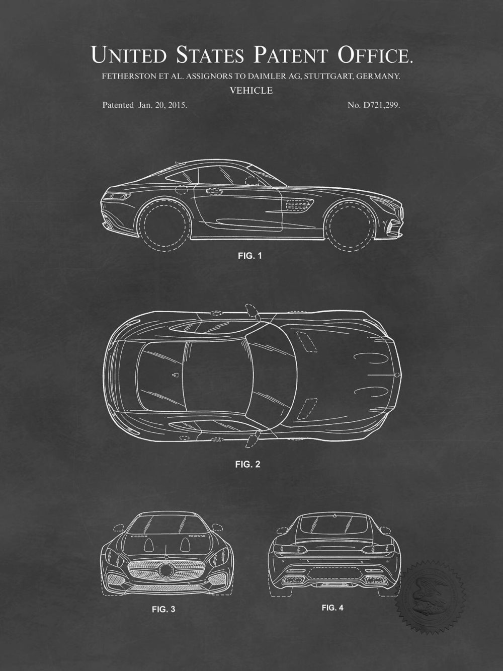 Automobiles | Amg Gt | 2015 Mercedes Patent Print Automobiles Antique