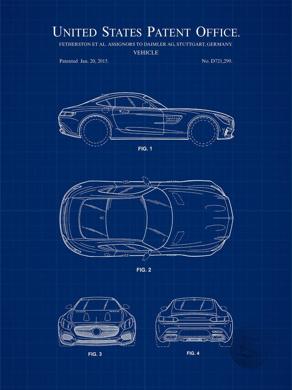 Automobiles | Amg Gt | 2015 Mercedes Patent Print Automobiles Antique