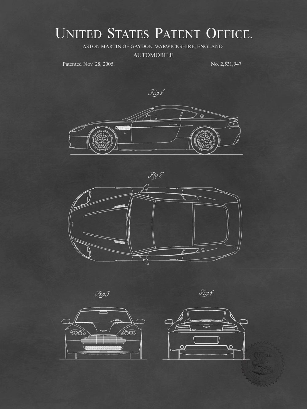 Automobiles | Aston Martin Db9 | 2005 Auto Patent Print Automobiles Antique