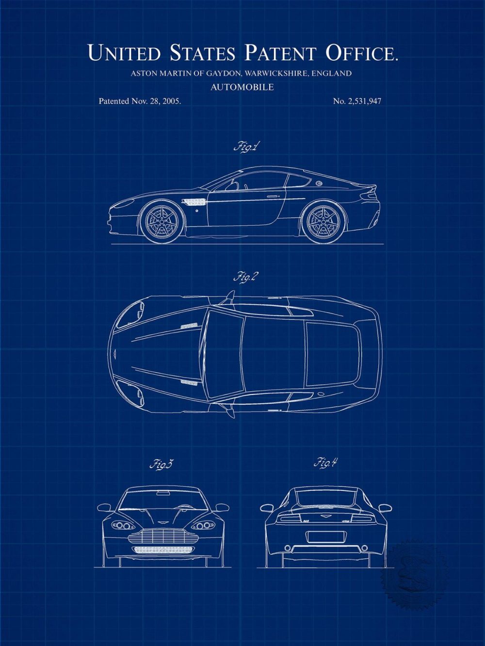 Automobiles | Aston Martin Db9 | 2005 Auto Patent Print Automobiles Antique