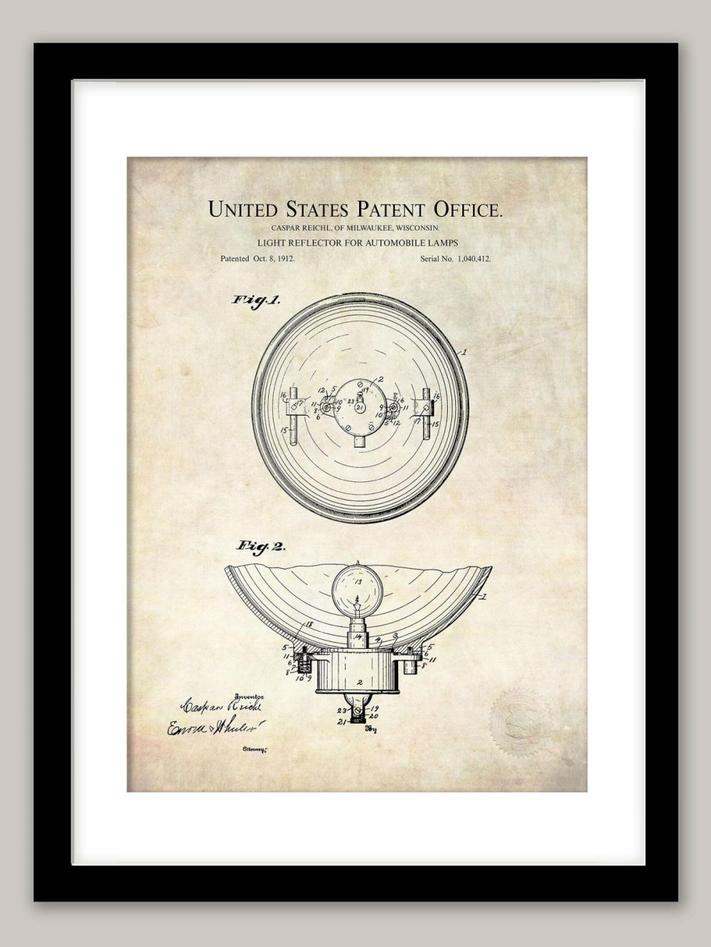 Automobiles | Auto Headlight Design | 1912 Patent Automobiles Antique