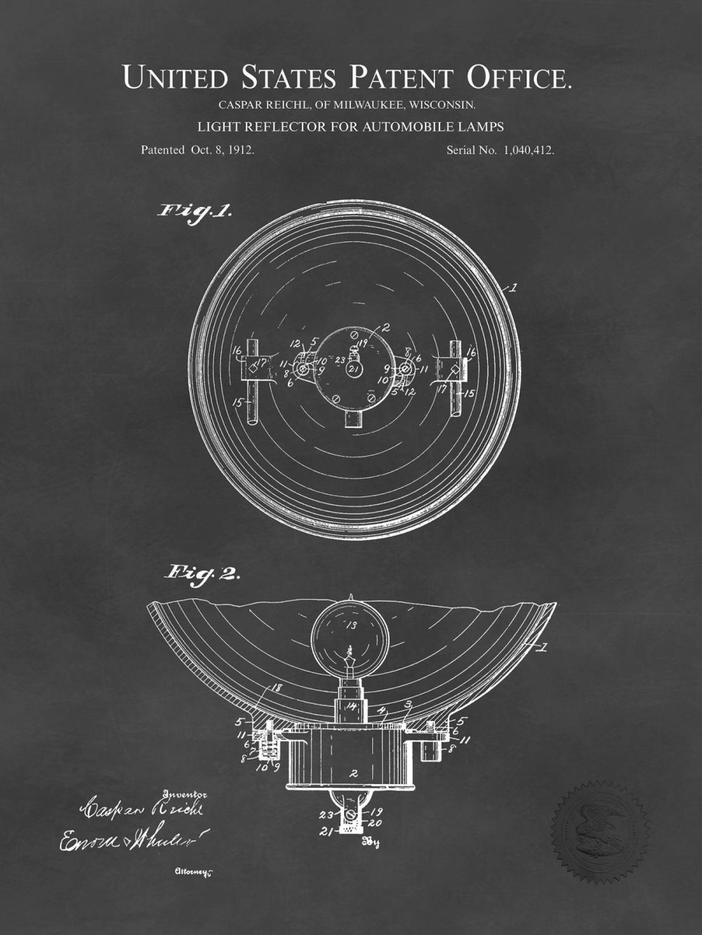 Automobiles | Auto Headlight Design | 1912 Patent Automobiles Antique