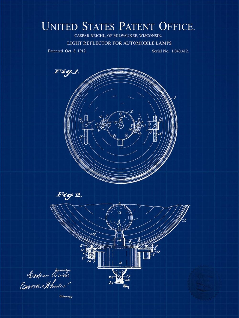 Automobiles | Auto Headlight Design | 1912 Patent Automobiles Antique