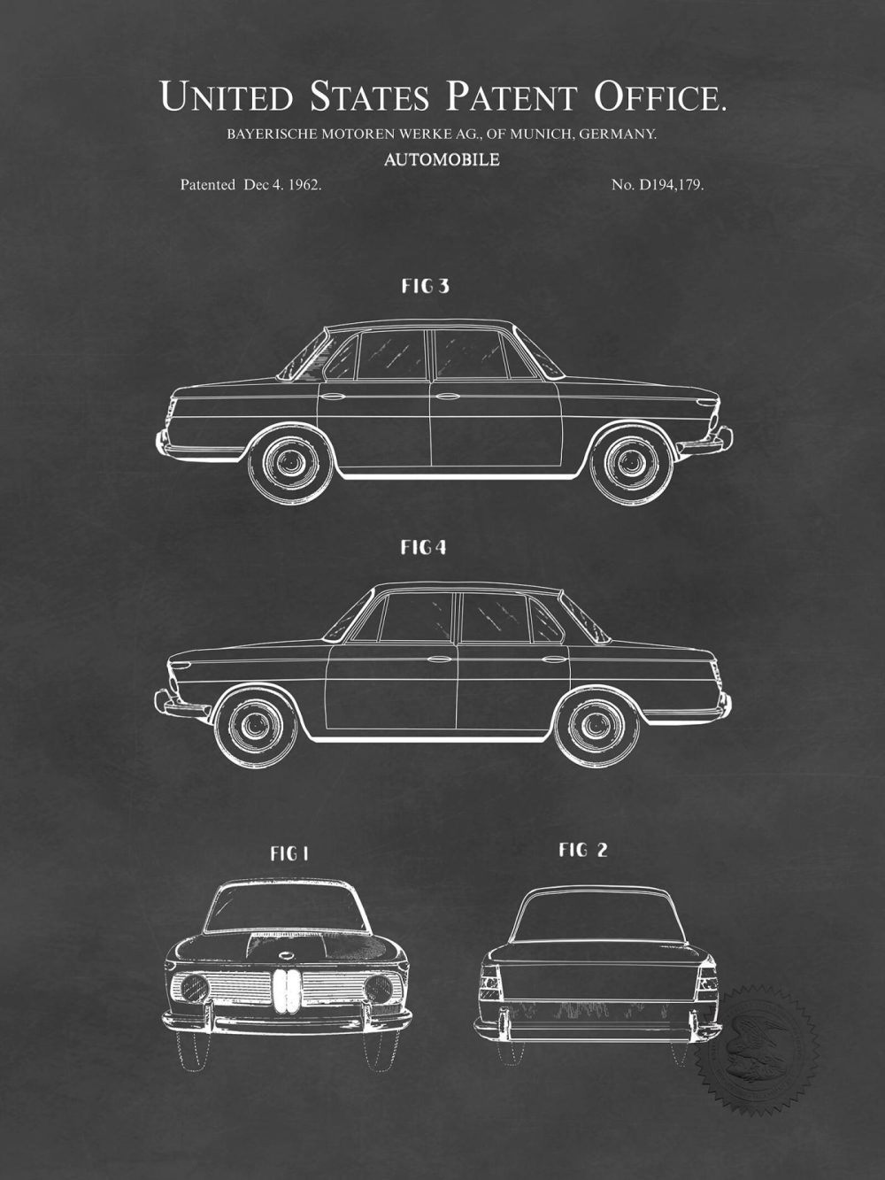 Automobiles | Bmw 1600 | 1963 Automobile Patent Automobiles Antique