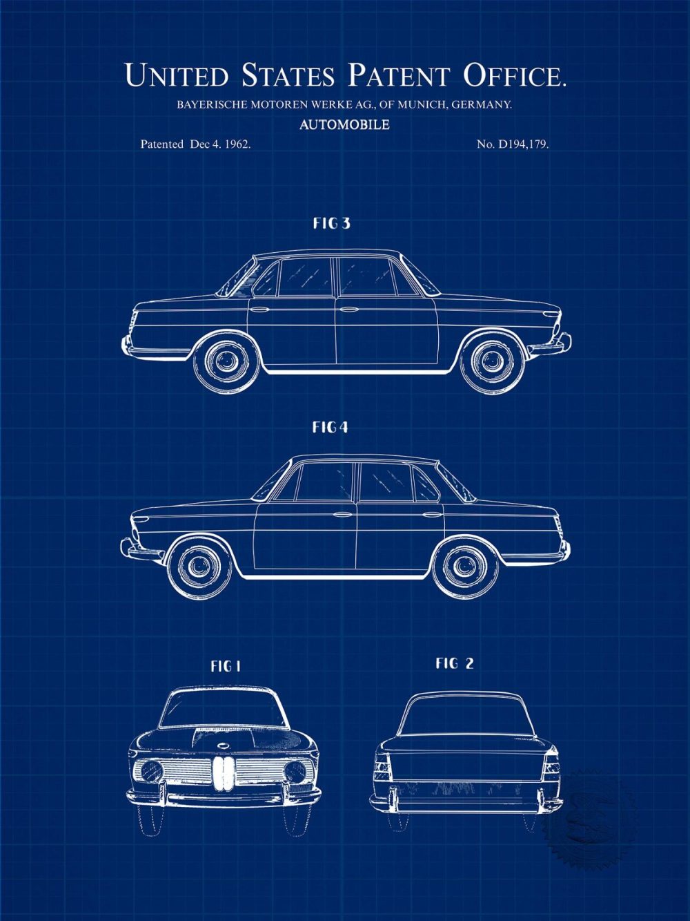 Automobiles | Bmw 1600 | 1963 Automobile Patent Automobiles Antique