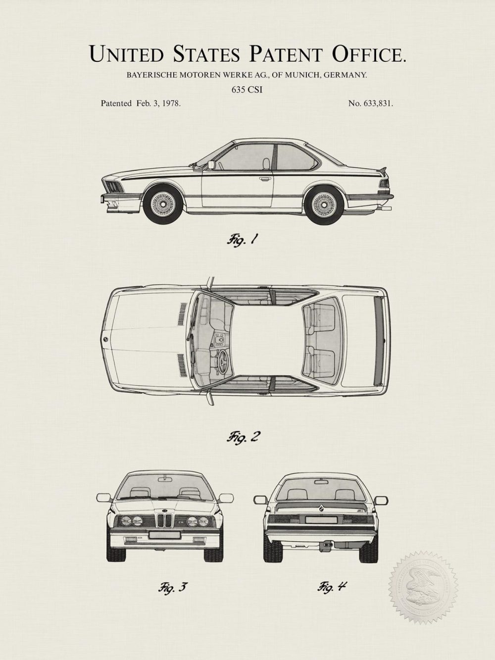 Automobiles | Bmw 635 Csi | 1978 Auto Patent Automobiles Antique