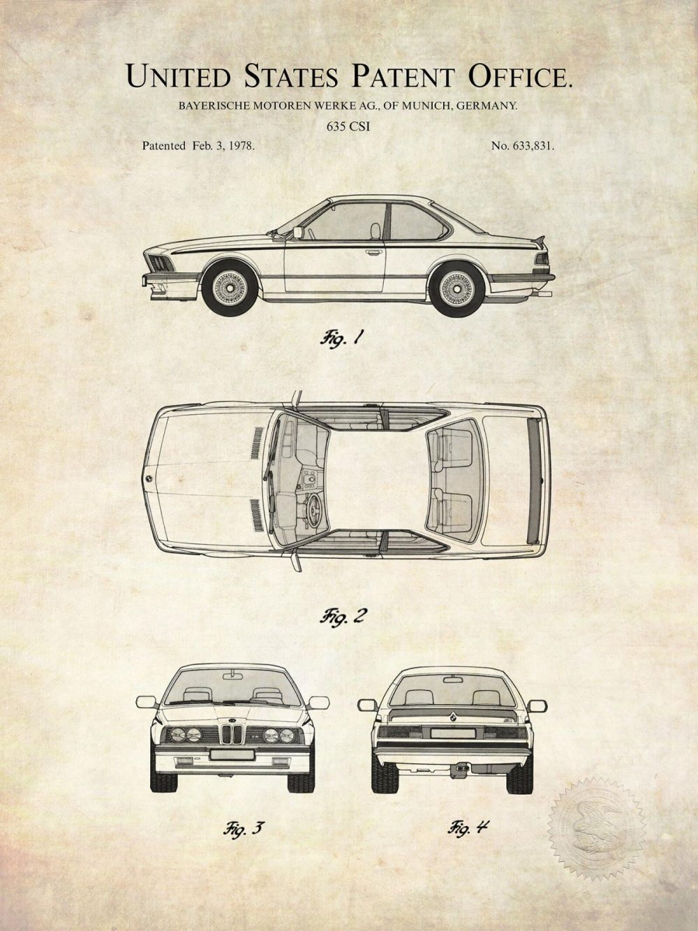 Automobiles | Bmw 635 Csi | 1978 Auto Patent Automobiles Antique