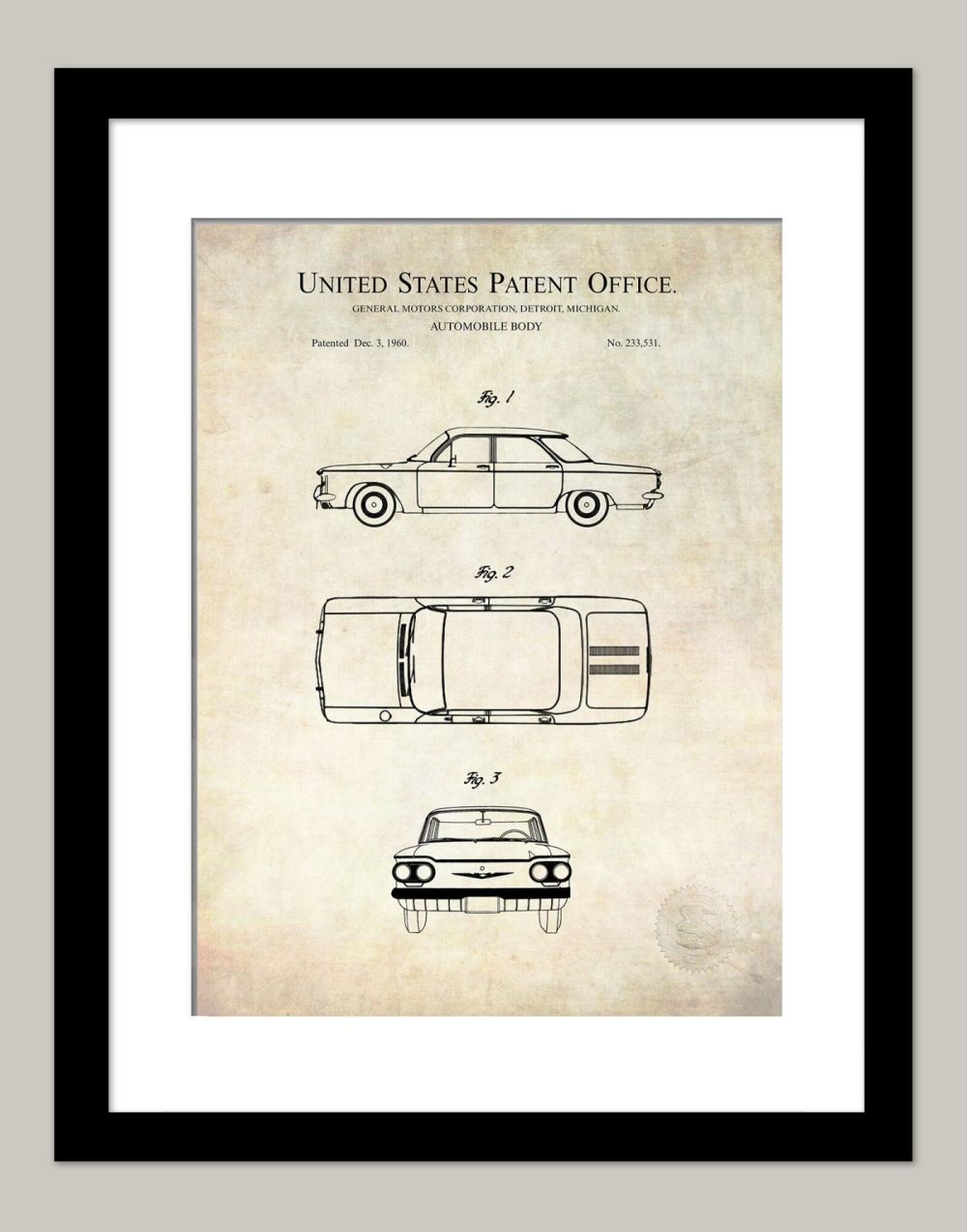 Automobiles | Chevy Corvair | 1960 Automobile Patent Automobiles Antique