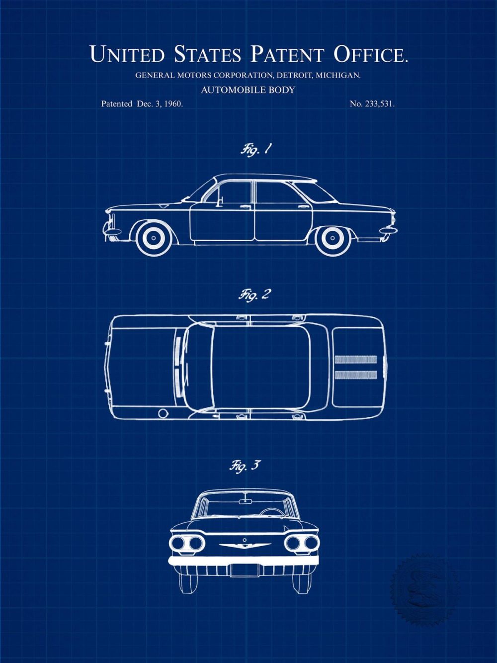 Automobiles | Chevy Corvair | 1960 Automobile Patent Automobiles Antique