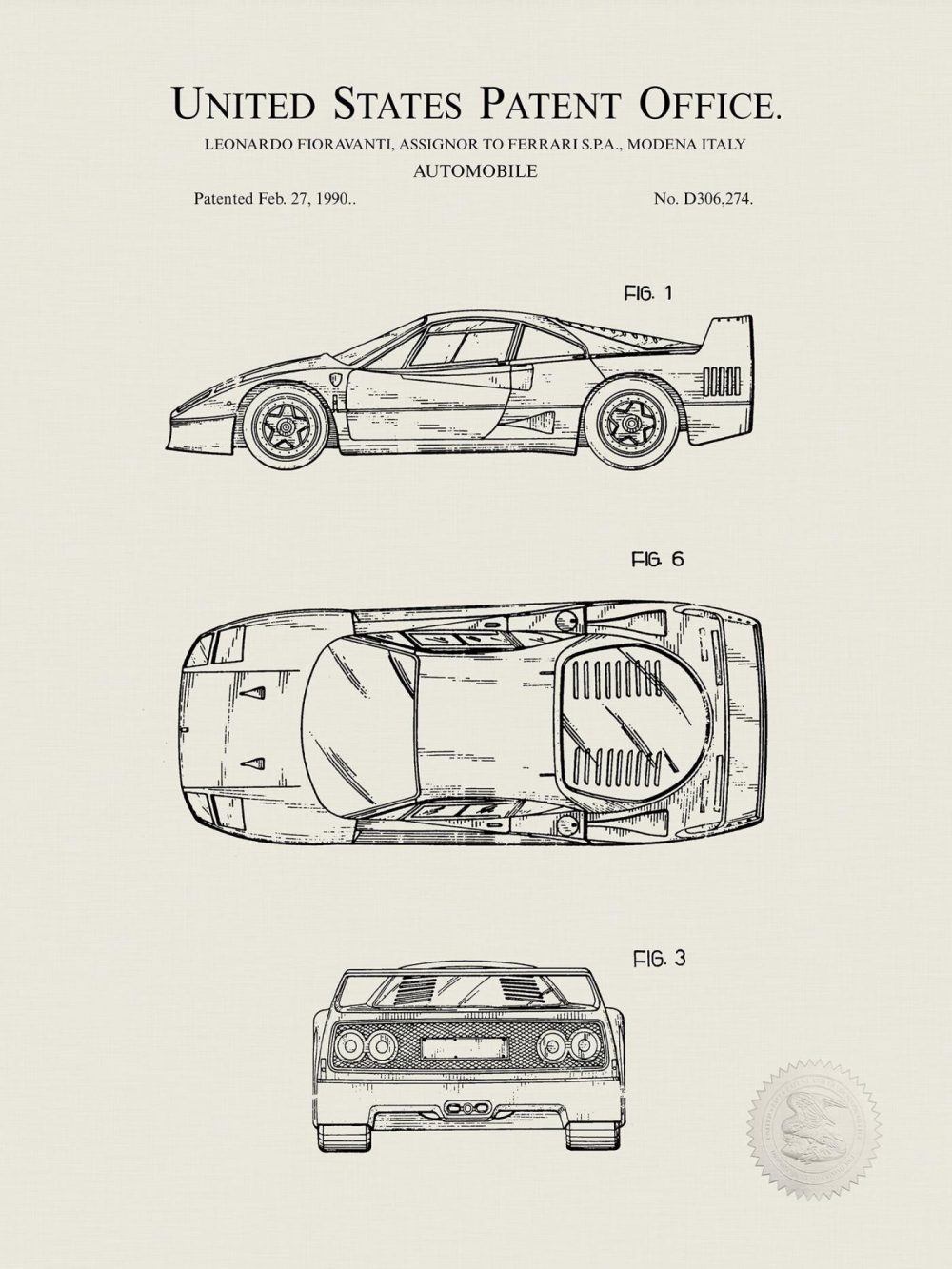 Automobiles | Classic Ferrari Patent Collection Automobiles Antique