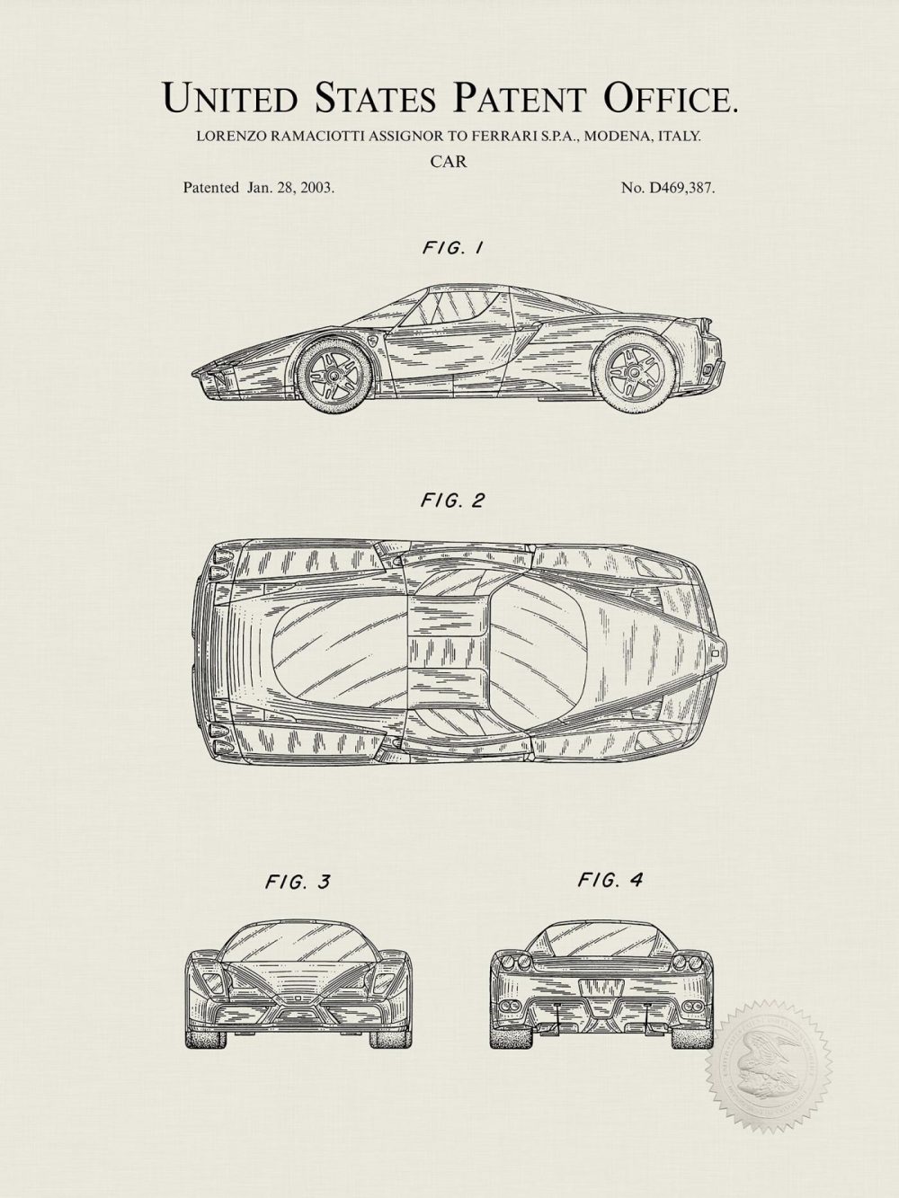 Automobiles | Classic Ferrari Patent Collection Automobiles Antique