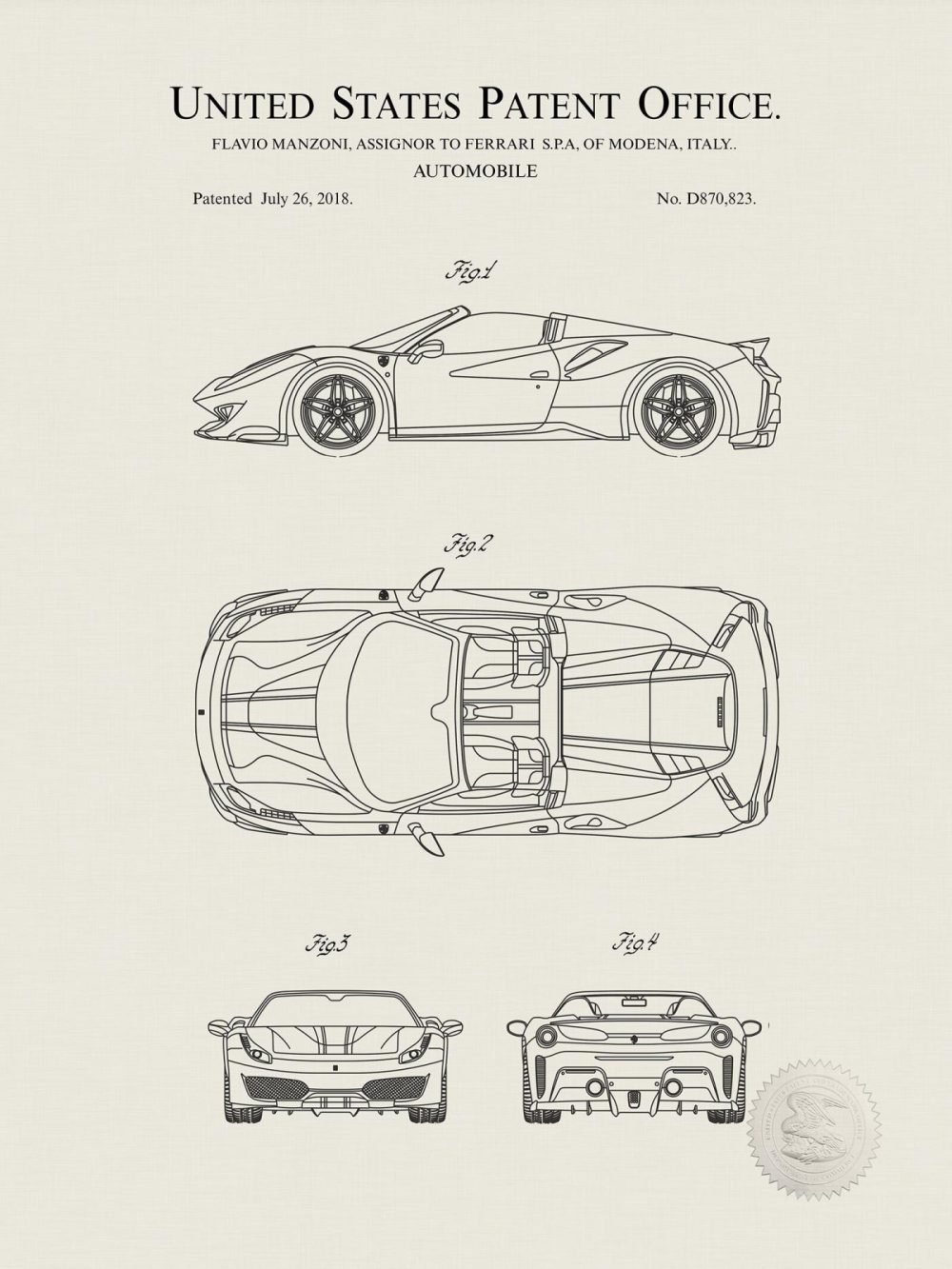 Automobiles | Classic Ferrari Patent Collection Automobiles Antique