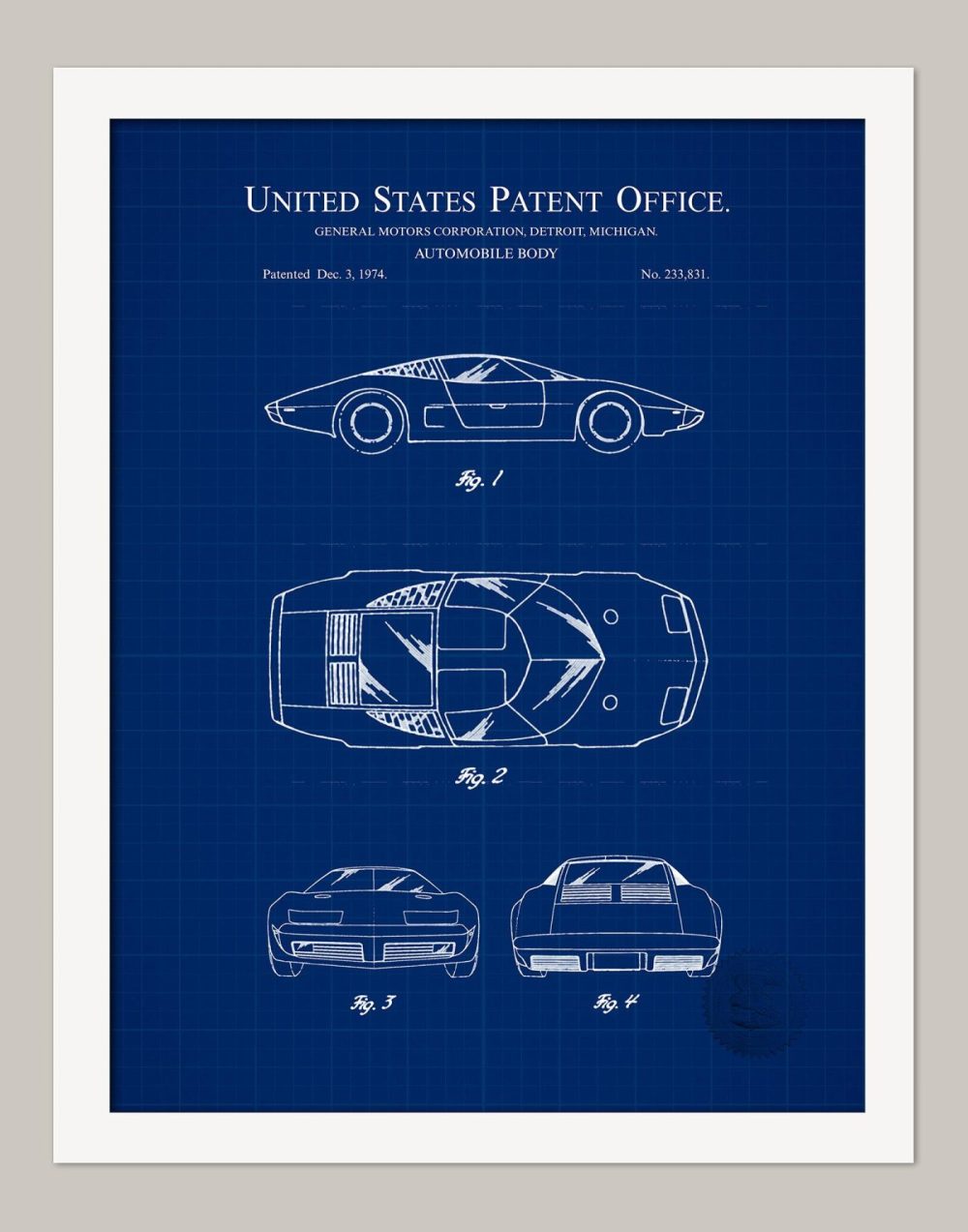 Automobiles | Corvette 4-Rotor | 1974 Gm Patent Automobiles Antique