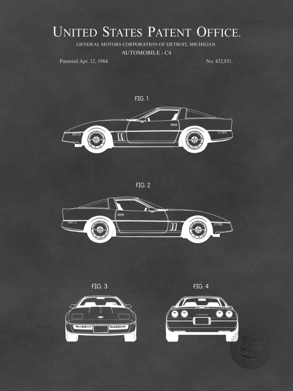 Automobiles | Corvette C4 | 1984 Gm Patent Automobiles Antique