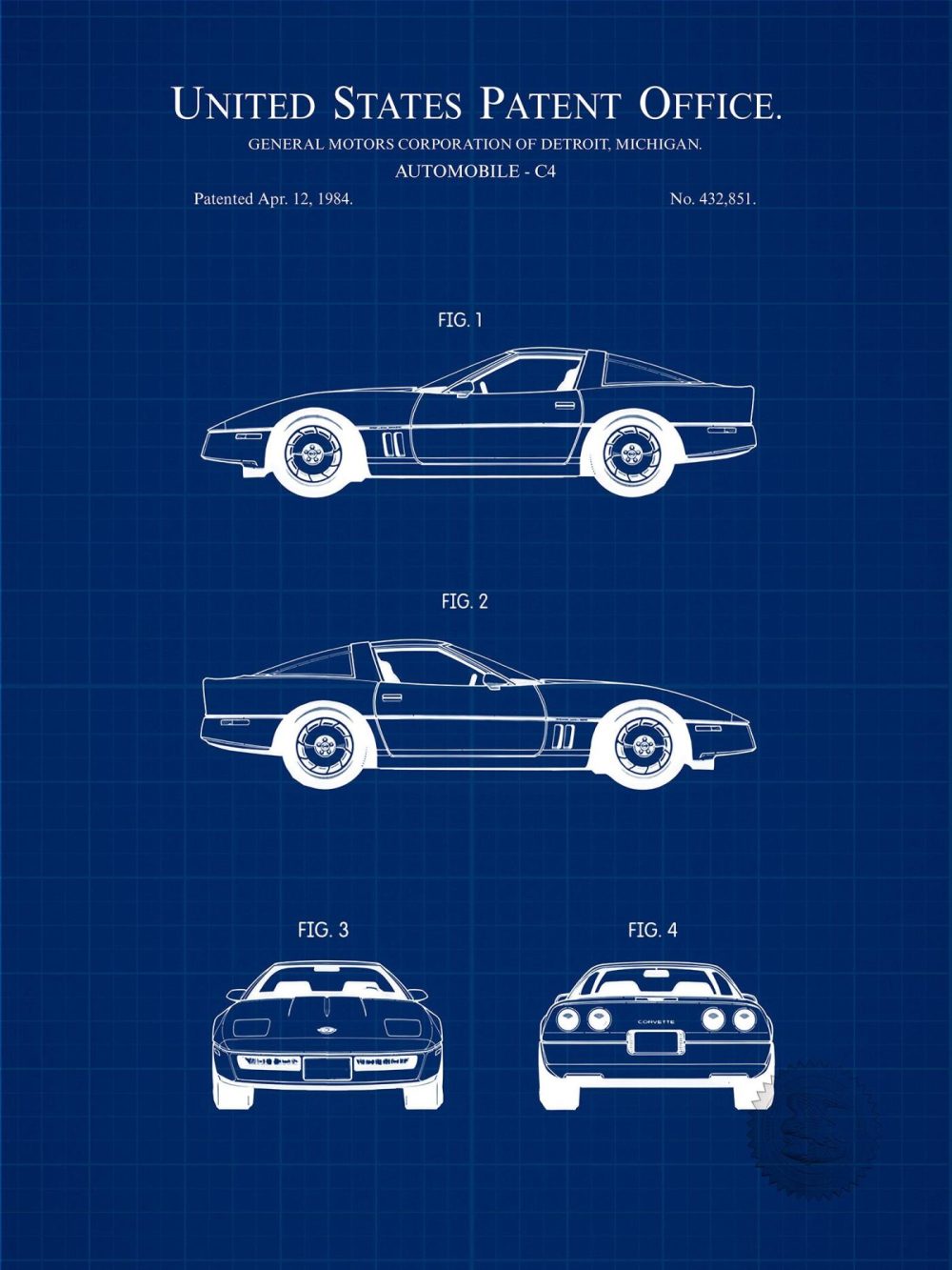 Automobiles | Corvette C4 | 1984 Gm Patent Automobiles Antique