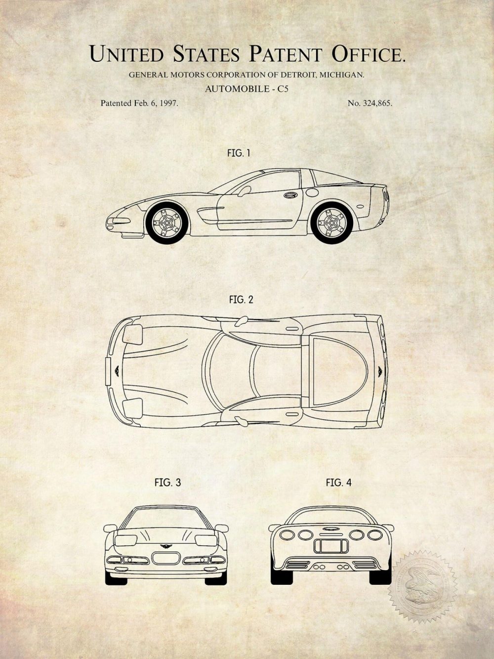 Automobiles | Corvette C5 | 1997 Gm Patent Automobiles Antique