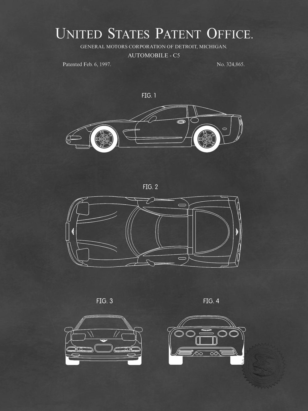 Automobiles | Corvette C5 | 1997 Gm Patent Automobiles Antique