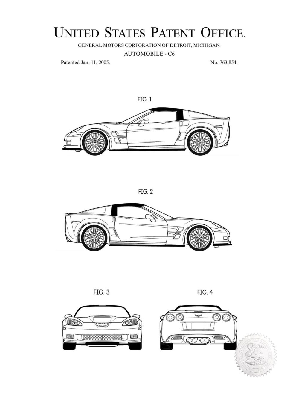 Automobiles | Corvette C6 | 2005 Gm Patent Automobiles Antique