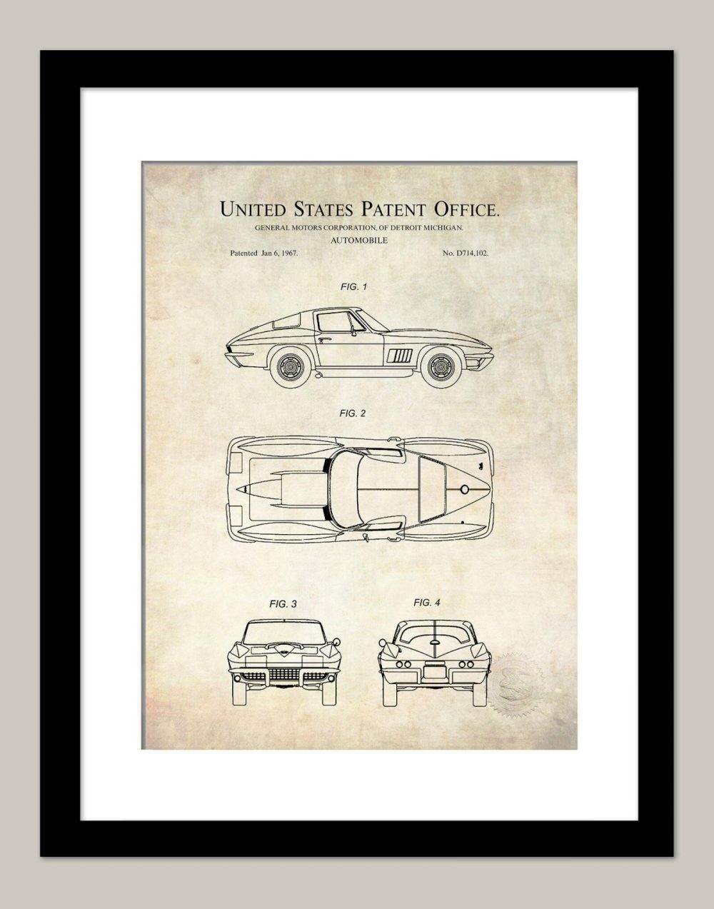 Automobiles | Corvette Stingray | 1967 Patent Automobiles Antique