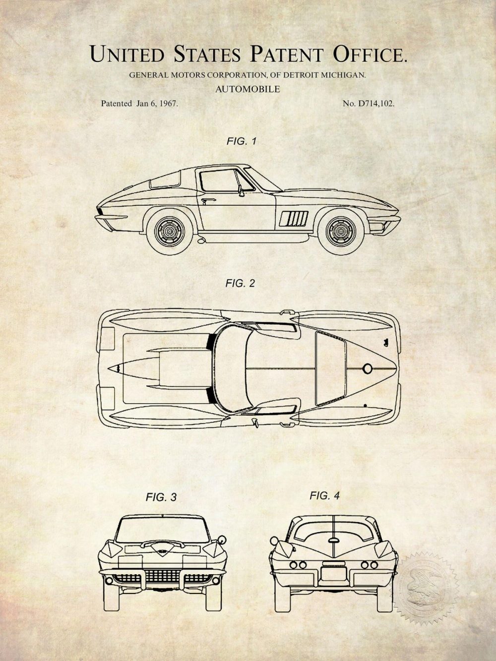 Automobiles | Corvette Stingray | 1967 Patent Automobiles Antique