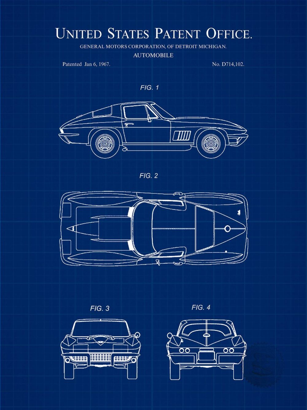 Automobiles | Corvette Stingray | 1967 Patent Automobiles Antique