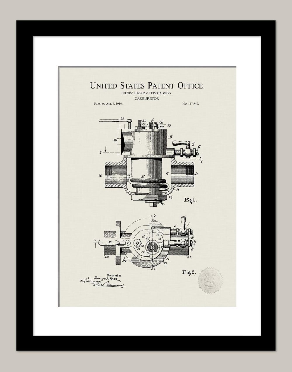 Automobiles | Ford Carburetor | 1916 Patent Automobiles Antique