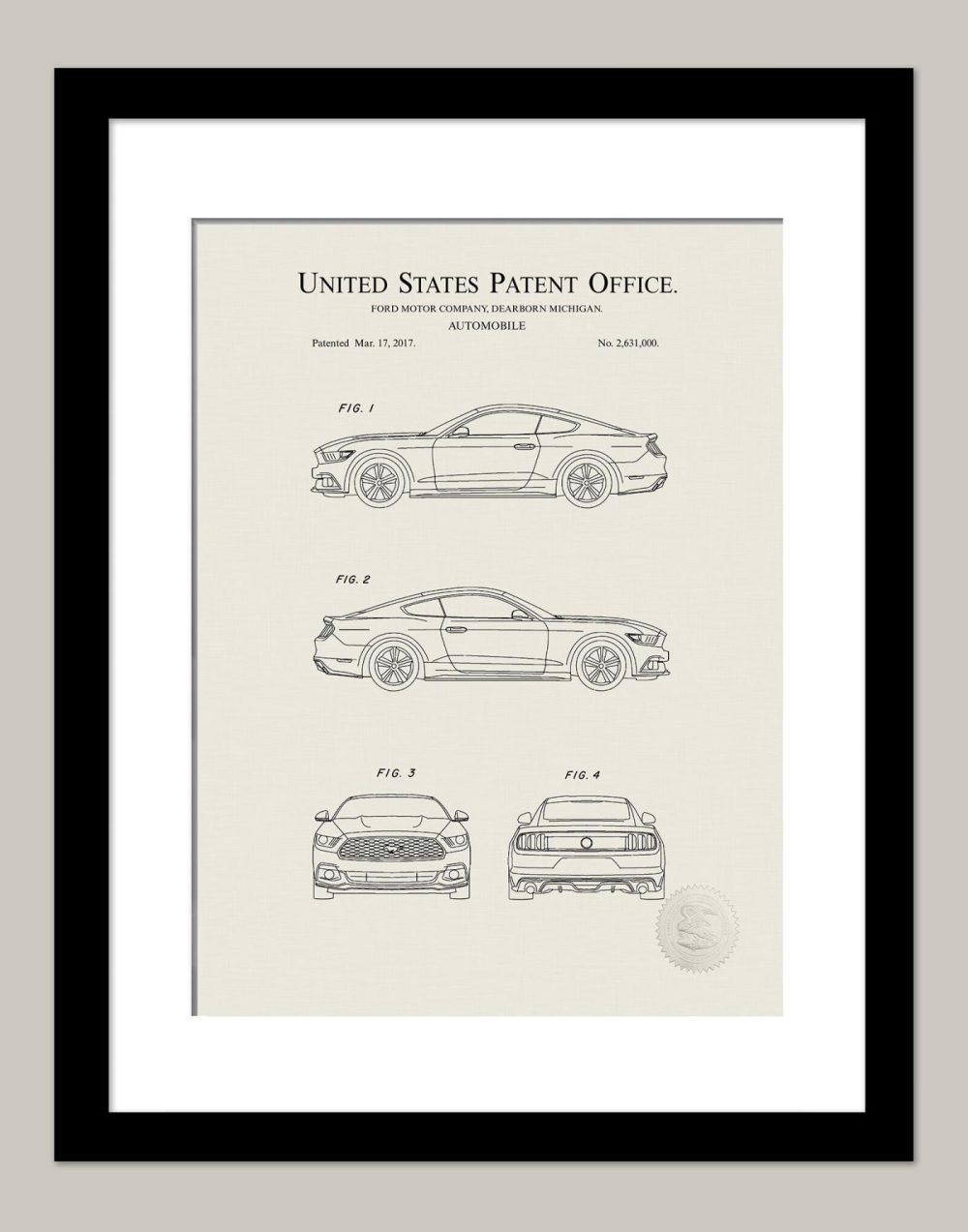 Automobiles | Ford Mustang | 2017 Patent Print Automobiles Antique