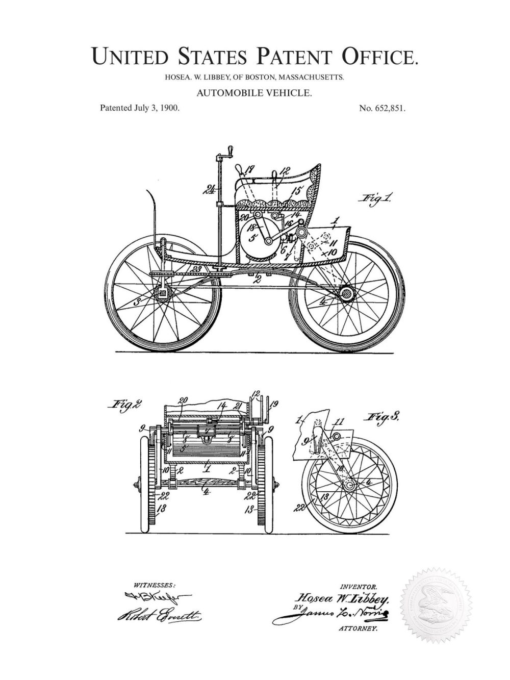 Automobiles | Vintage Motor Vehicle | 1900 Patent Automobiles Antique