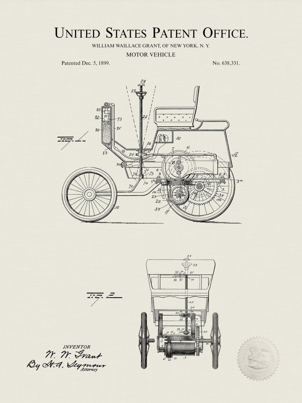 Automobiles | Vintage Motor Vehicle Patent Prints Automobiles Antique