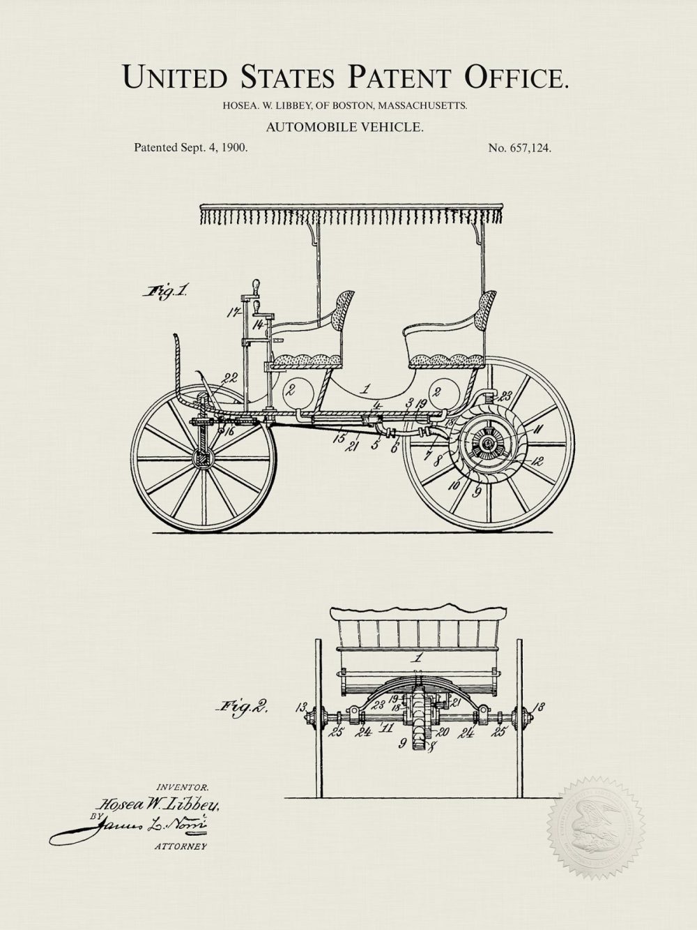 Automobiles | Vintage Motor Vehicle Patent Prints Automobiles Antique