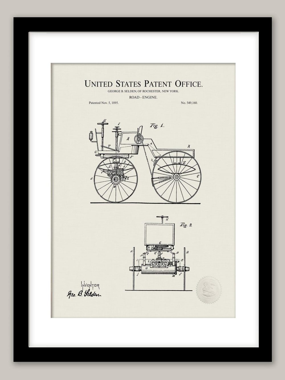 Automobiles | Vintage Road Vehicle | 1895 Patent Automobiles Antique