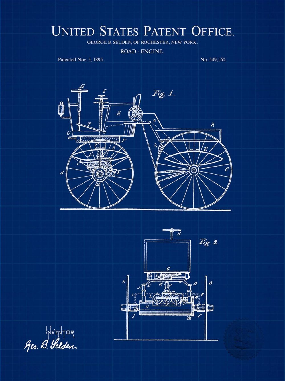 Automobiles | Vintage Road Vehicle | 1895 Patent Automobiles Antique