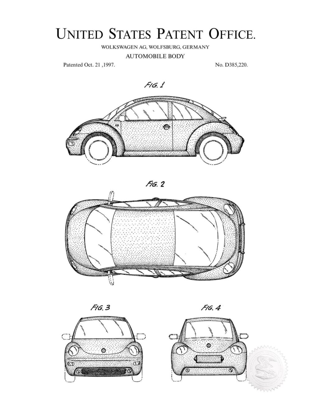 Automobiles | Volkswagon Beetle Patent Automobiles Antique