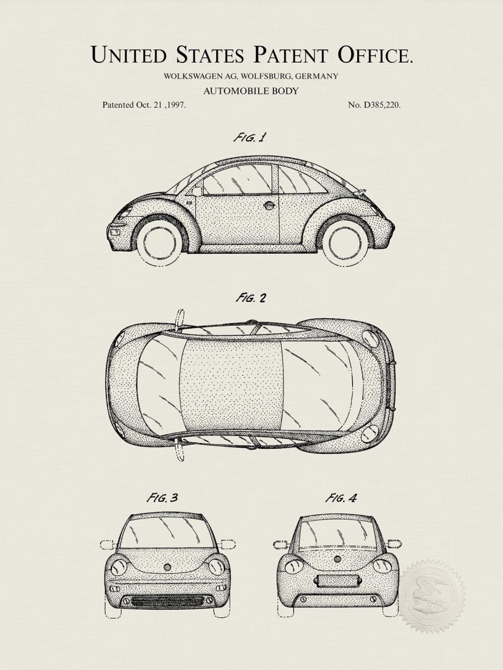 Automobiles | Volkswagon Beetle Patent Automobiles Antique