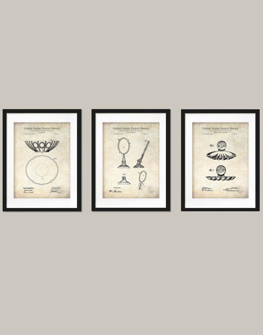 Bathroom / Laundry | Antique Washroom Patents Prints Bathroom / Laundry Antique