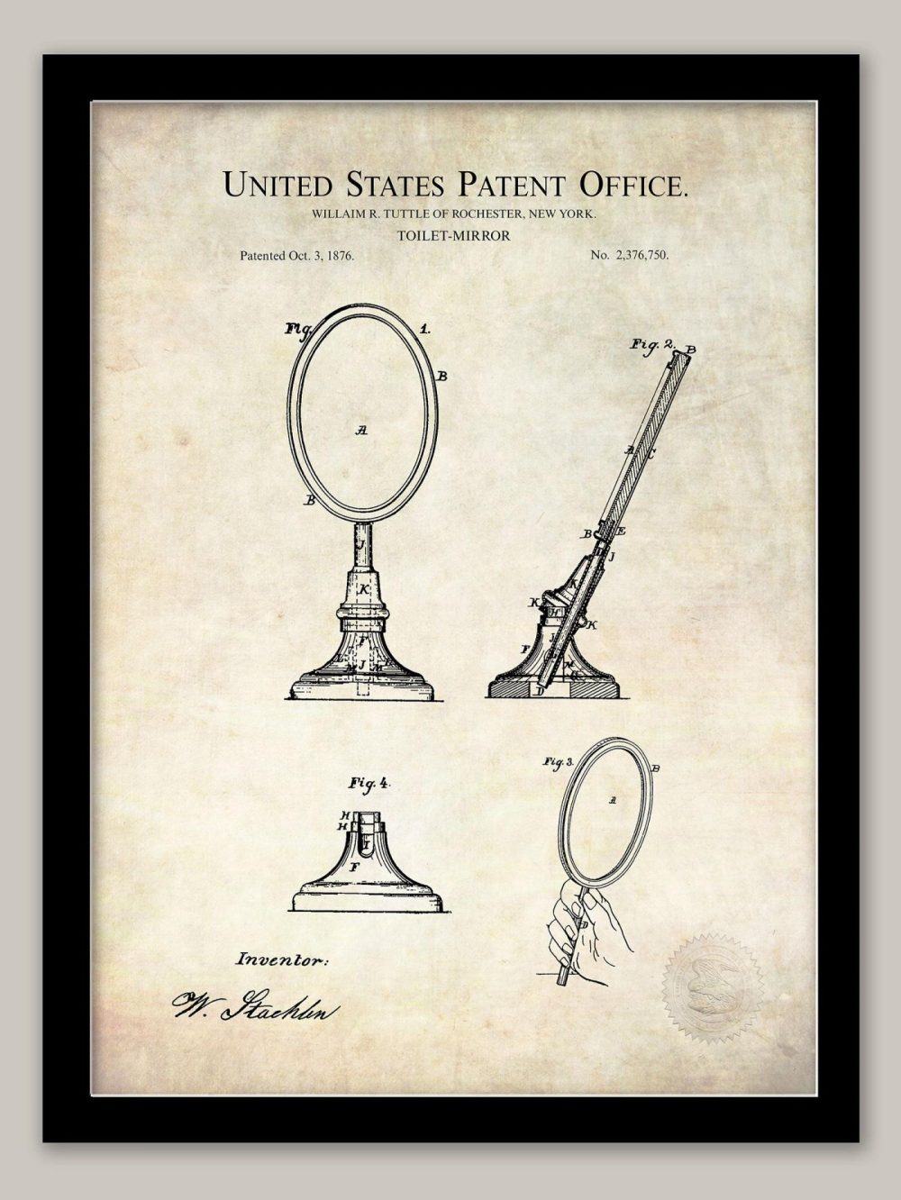 Bathroom / Laundry | Bathroom Mirror | 1876 Patent Bathroom / Laundry Antique