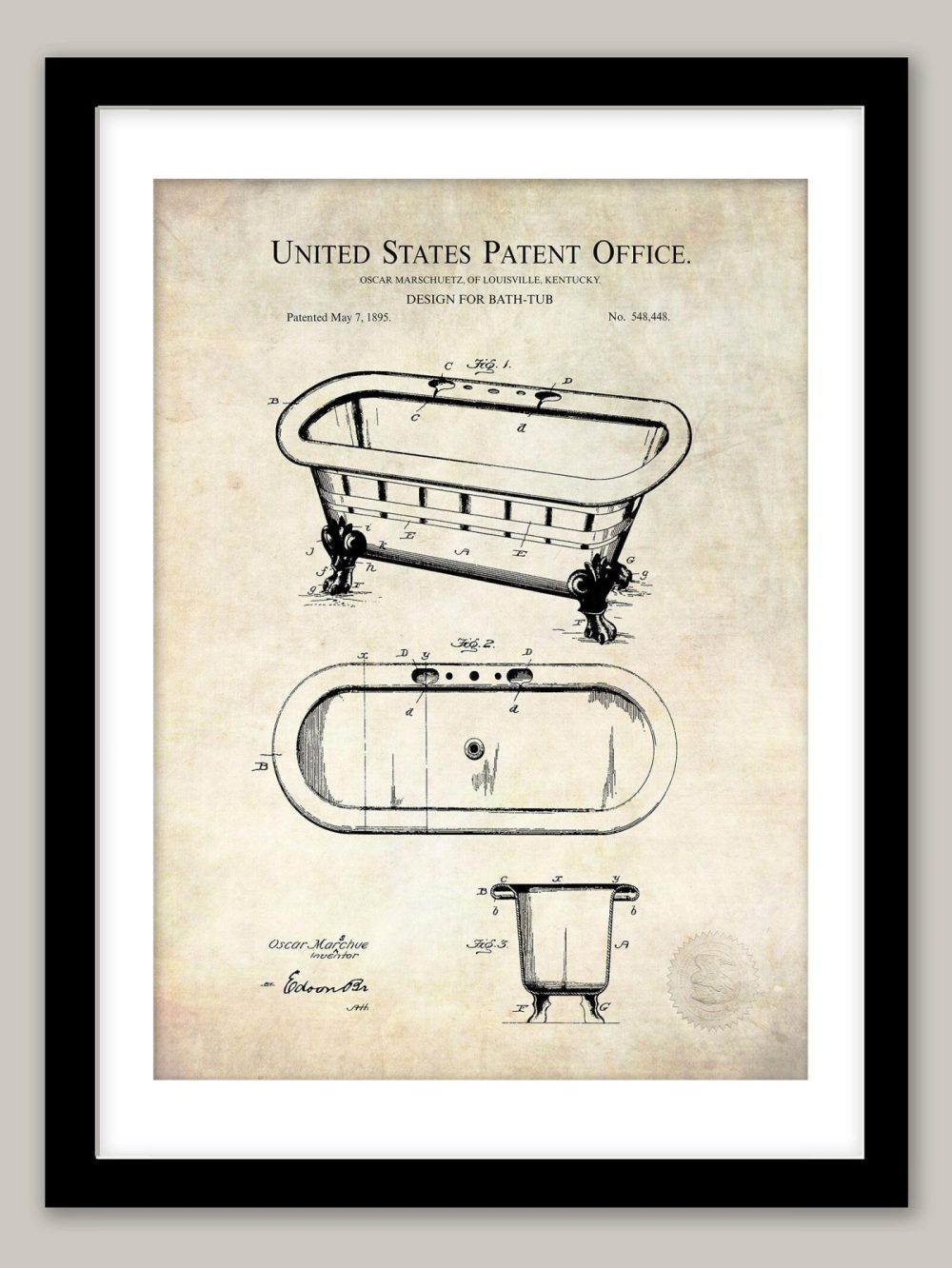 Bathroom / Laundry | Clawfoot Bathtub | 1895 Patent Bathroom / Laundry Antique