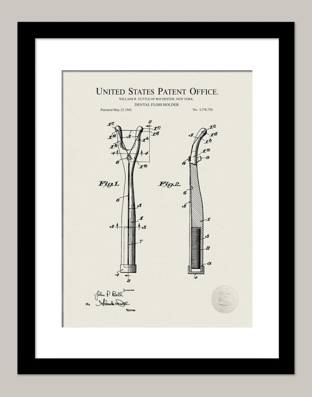 Bathroom / Laundry | Dental Floss Holder | 1945 Dental Care Patent Bathroom / Laundry Antique