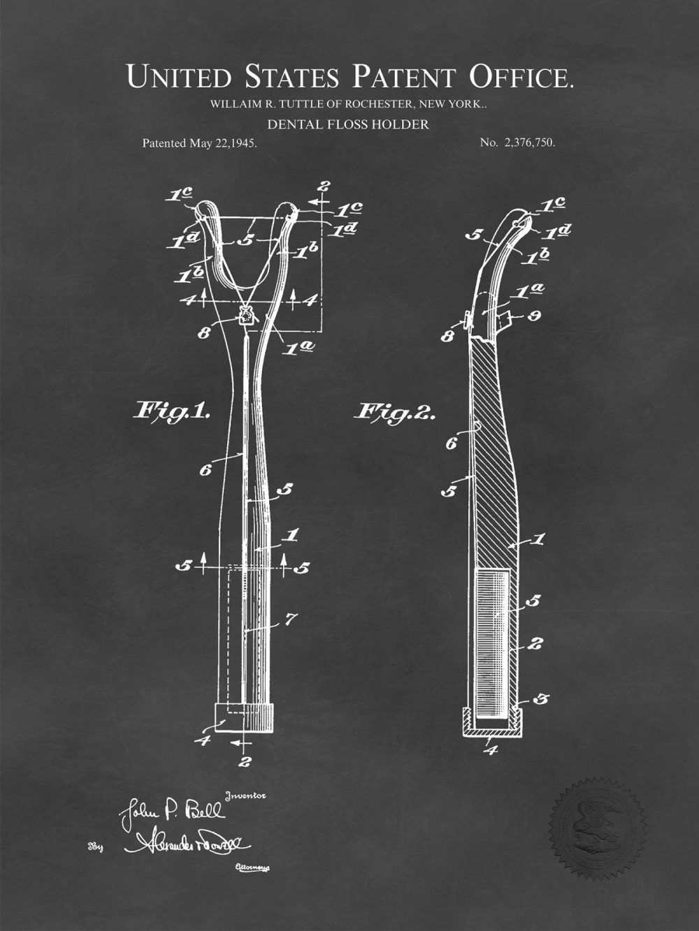 Bathroom / Laundry | Dental Floss Holder | 1945 Dental Care Patent Bathroom / Laundry Antique