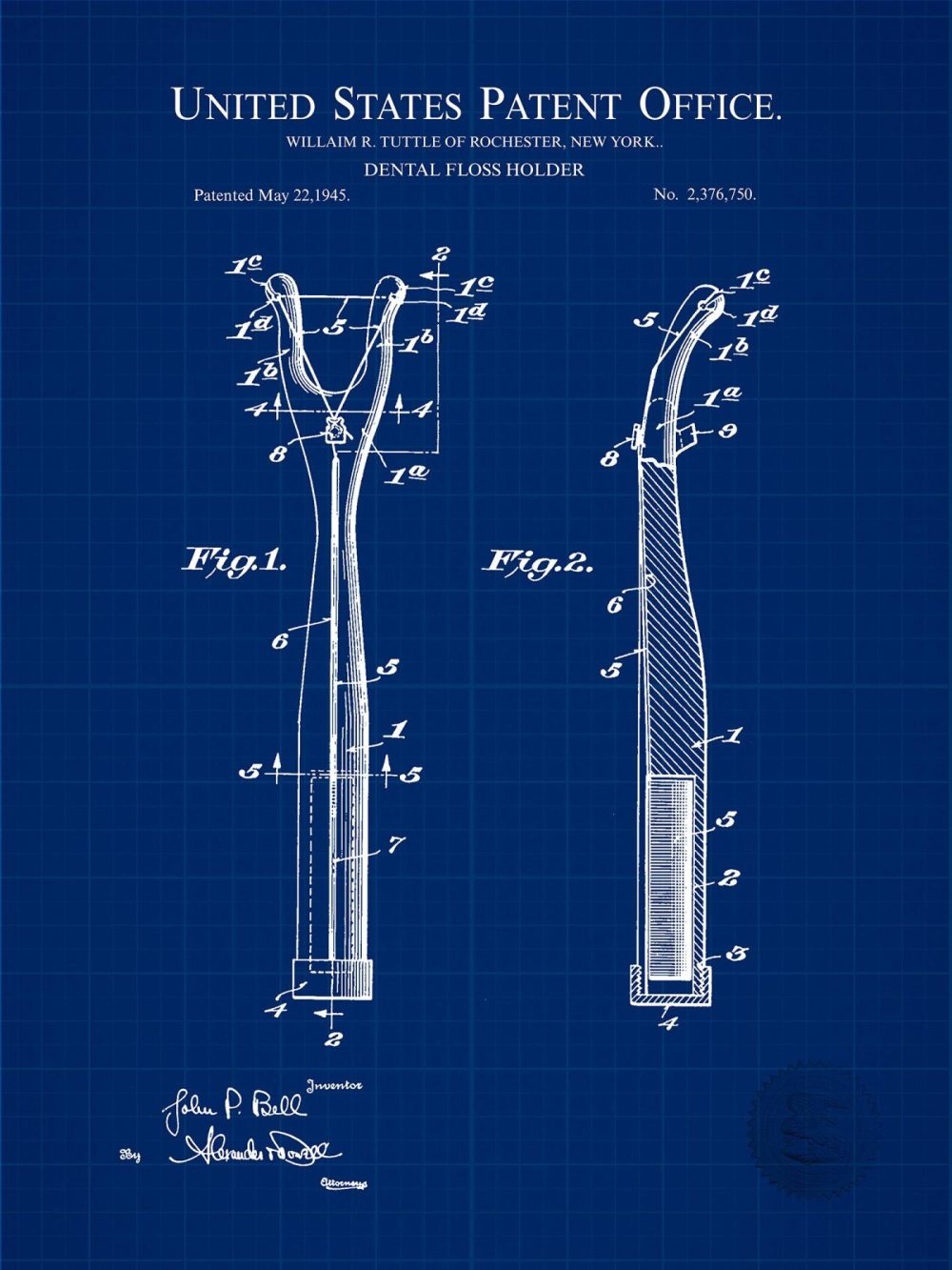 Bathroom / Laundry | Dental Floss Holder | 1945 Dental Care Patent Bathroom / Laundry Antique