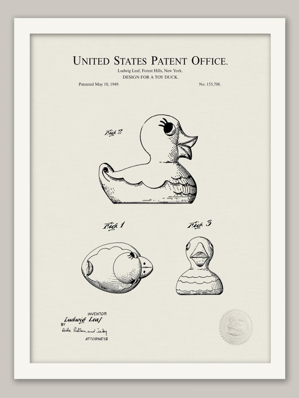 Bathroom / Laundry | Rubber Duck Design | 1949 Patent Bathroom / Laundry Antique