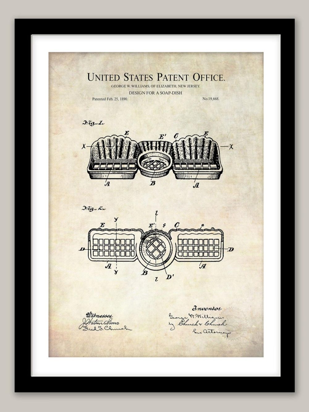 Bathroom / Laundry | Soap Dish Design | 1889 Patent Bathroom / Laundry Antique