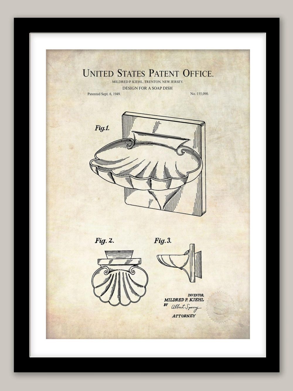 Bathroom / Laundry | Soap Dish Design | 1949 Patent Bathroom / Laundry Antique