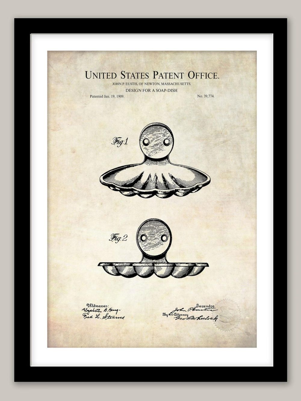 Bathroom / Laundry | Soap Dish Print | 1909 Patent Bathroom / Laundry Antique