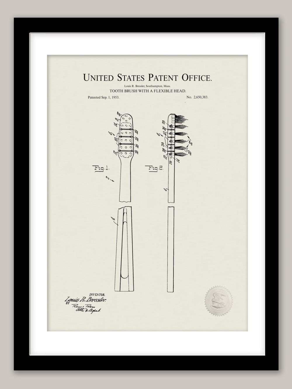 Bathroom / Laundry | Toothbrush Design | 1953 Patent Bathroom / Laundry Antique