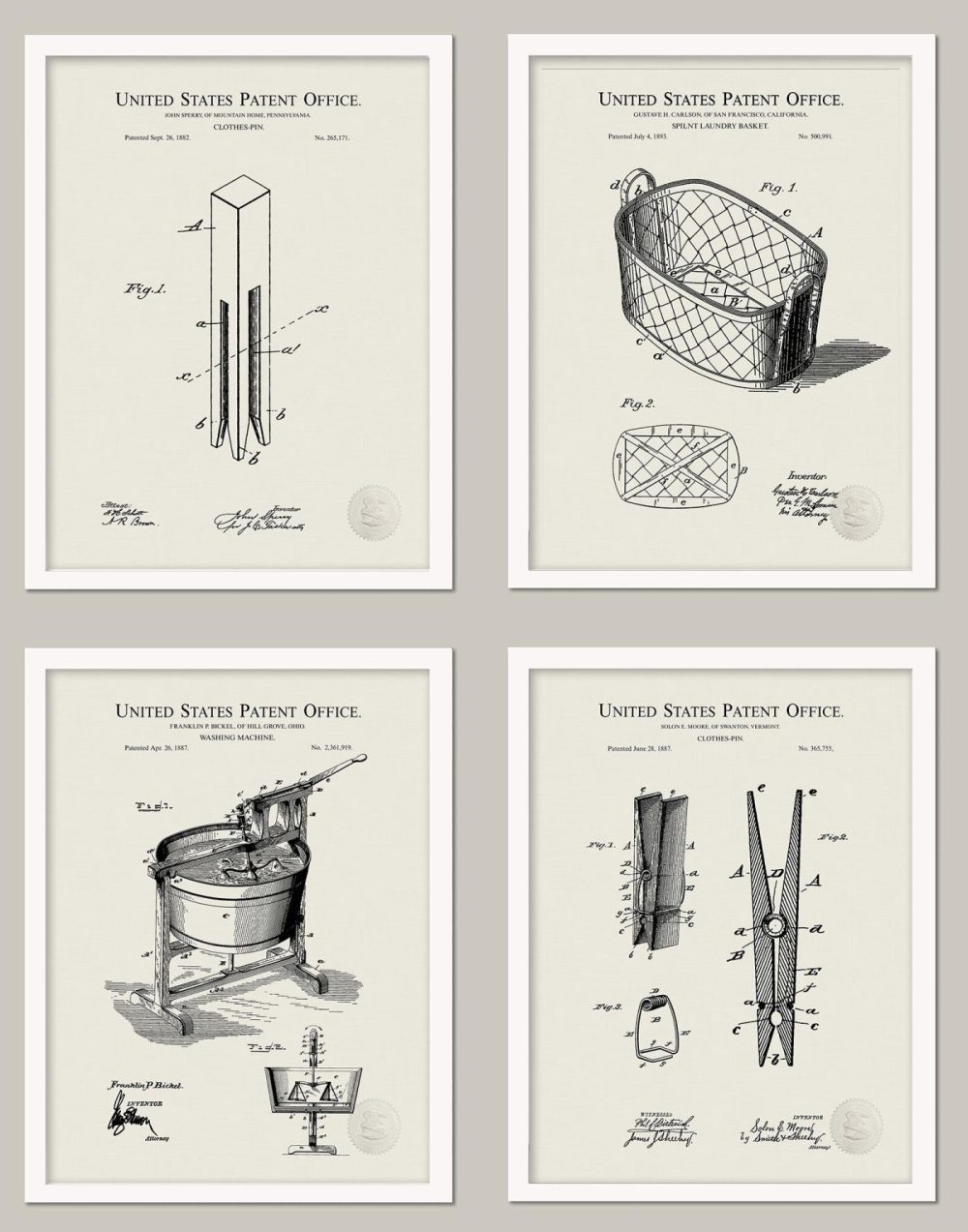 Bathroom / Laundry | Vintage Laundry Room Patent Prints Bathroom / Laundry Antique