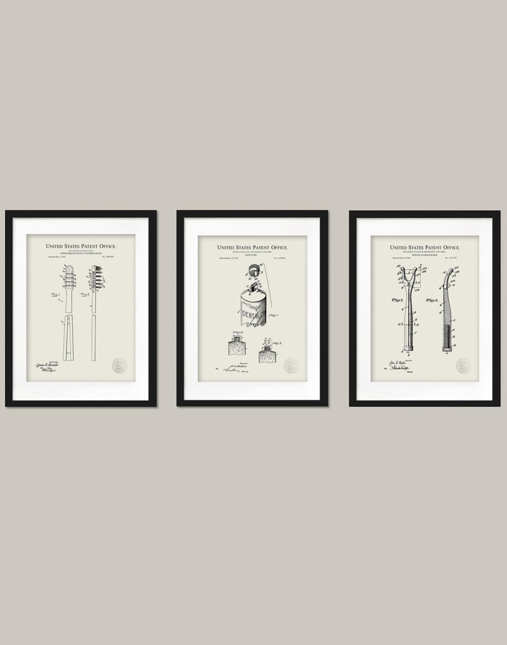 Bathroom / Laundry | Vintage Tooth Care Patent Prints Bathroom / Laundry Antique