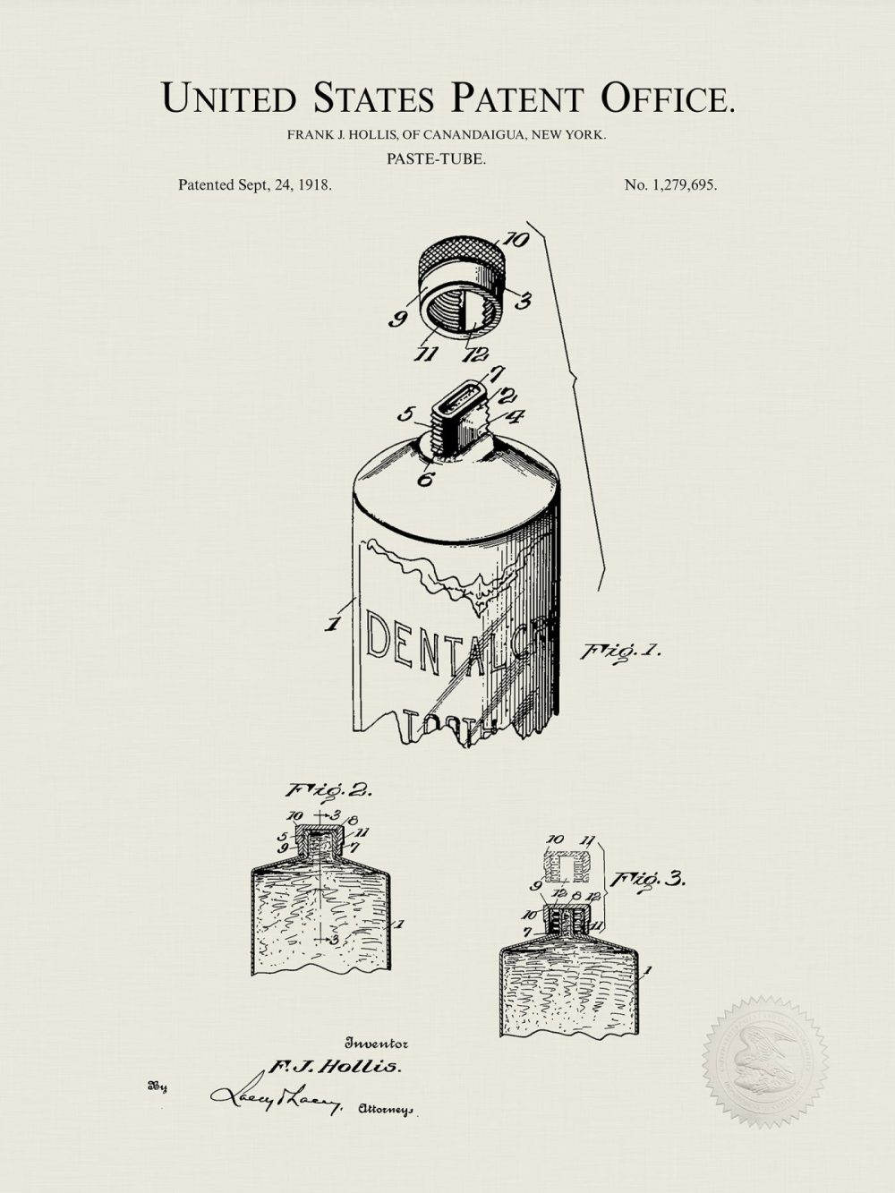 Bathroom / Laundry | Vintage Tooth Care Patent Prints Bathroom / Laundry Antique